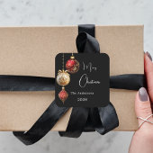 Sticker Carré Baubes d'or rouge noir classique Noël