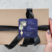 Sticker Carré Baubles blancs en or bleu Noël