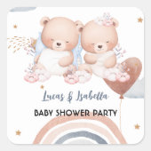 Sticker Carré Baudrier à baudrier à baudrier mignon baby shower (Devant)