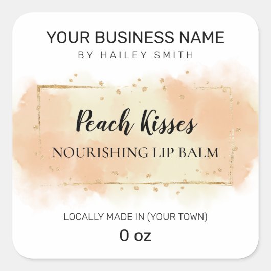 Sticker Carré Baume à lèvres Orange Parfumé Pêche (Devant)