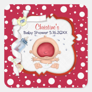 Sticker Carré Bawling Bawling Funny Baby shower neutre