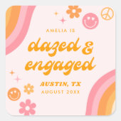 Sticker Carré Bazed & Engagé rose & orange (Devant)