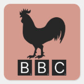 Sticker Carré BBC - Gros Cockerel noir (Devant)