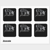 Sticker Carré BBQ | BBQ Pitmaster Pig Grill Fars Day (Feuille)