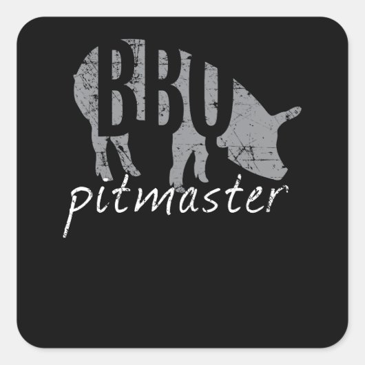 Sticker Carré BBQ | BBQ Pitmaster Pig Grill Fars Day (Devant)
