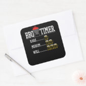 Sticker Carré BBQ | BBQ Timer Funny Bière Steak Grill (Enveloppe)