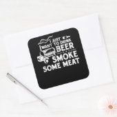 Sticker Carré BBQ Fumer Pitmaster Cadeau Boire Bière Fumer Viand (Enveloppe)