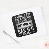 Sticker Carré BBQ| Une Vache, Un Cochon Et Un Poulet Se Promener (Enveloppe)