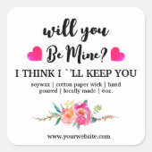 Sticker Carré Be Mine | Floral Candle Label (Devant)