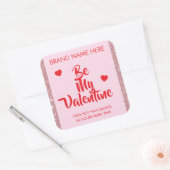 Sticker Carré Be My Valentine Custom Pink Candle Labels  (Enveloppe)