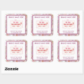 Sticker Carré Be My Valentine Custom Pink Candle Labels  (Feuille)