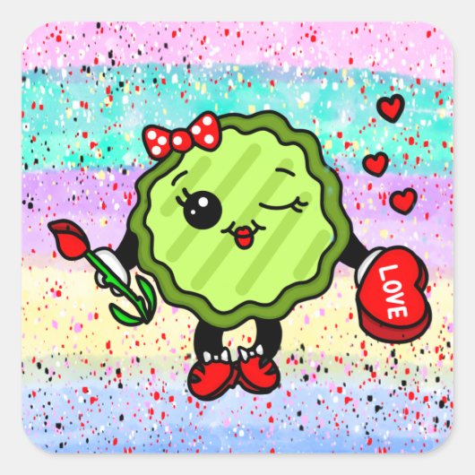 Sticker Carré Be My Valentine Holiday Pickle (Devant)