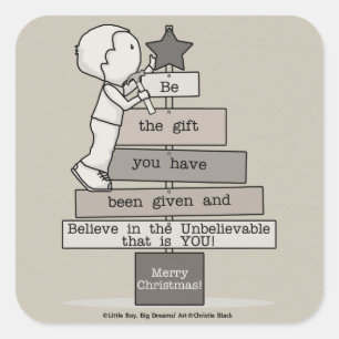 Sticker Carré Be the Gift-Christmas Tree (Tan)