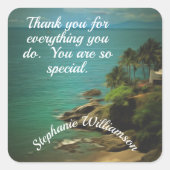 Sticker Carré Beach Dream Merci 0026 (Devant)