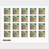 Sticker Carré Beach Home Coastal Art (Feuille)