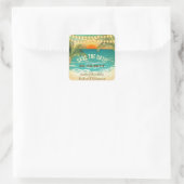 Sticker Carré Beach Sunset Wedding Enregistrer la date (Sac)