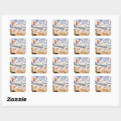Sticker Carré Beach Welsh Corgis (Feuille)