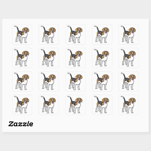 Sticker Carré Beagle (Feuille)