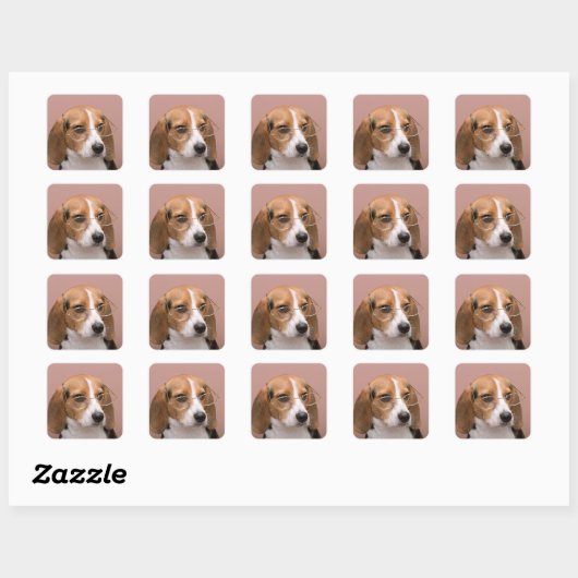 Sticker Carré Beagle (Feuille)