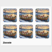 Sticker Carré Beagle Christmas Boat Holiday (Feuille)