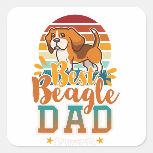 Sticker Carré beagle papa anglais beagle chien daddy amoureux de (Devant)