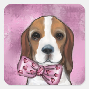 STICKER CARRÉ BEAGLE VALENTINE