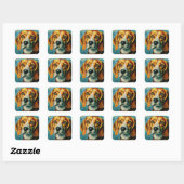 Sticker Carré Beagle Van Gogh Style (Feuille)