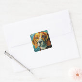 Sticker Carré Beagle Van Gogh Style (Enveloppe)