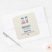 Sticker Carré Beaker & Test Tube Science Thème Anniversaire (Enveloppe)