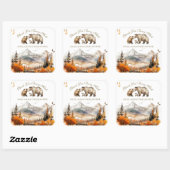 Sticker Carré Bear Adventure Fall Mountain Neutral Baby shower (Feuille)