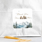 Sticker Carré Bear Adventure Snowy Mountains Baby shower