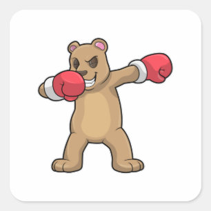 Sticker Carré Bear as Boxer at Boxer & Hip hop Dance Dab