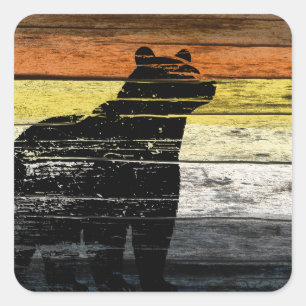 Sticker Carré Bear Pride Wood Art