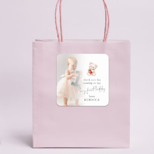 Sticker Carré Bear Strawberry Photo Berry Premier anniversaire M