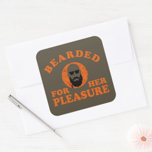 Sticker Carré Bearded cite drôle barbe dire cadeaux (Enveloppe)