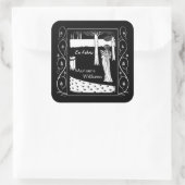 Sticker Carré Beardsley Nouveau Lady Reader Plaque d'enregistrem (Sac)