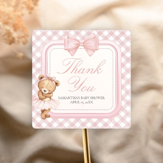 Sticker Carré Bearly Wait Elegant Bear Baby Shower