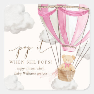 Sticker Carré Bearly Wait Teden Ours Rose Pop It Quand Elle Pops