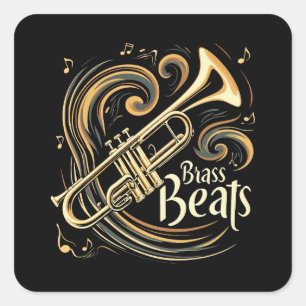 Sticker Carré Beats en laiton Trumpet Player Groove