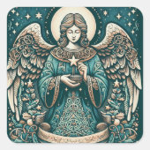 Sticker Carré Beau Ange Sous les étoiles (Devant)