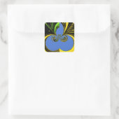 Sticker Carré Beau Beau Art Sud-Africain Jaune et Bleu (Sac)