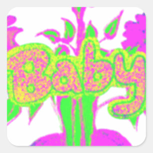Sticker Carré Beau bébé Extraordinaire rose Inspirationnel Flora