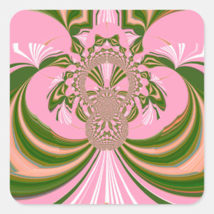 Sticker Carré Beau bébé rose vert et blanc Kaleidoscope