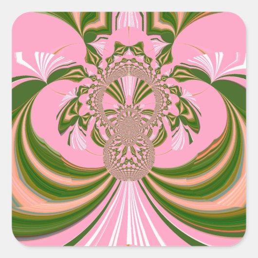 Sticker Carré Beau bébé rose vert et blanc Kaleidoscope (Devant)