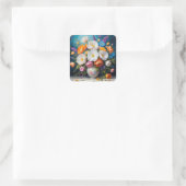 Sticker Carré Beau bouquet, illustration décorative, (Sac)