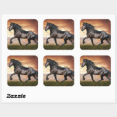 Sticker Carré Beau Cheval Noir (Feuille)