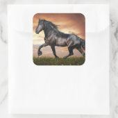 Sticker Carré Beau Cheval Noir (Sac)