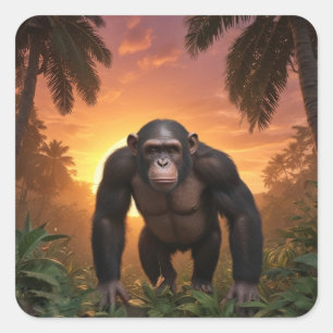 Sticker Carré Beau Chimp