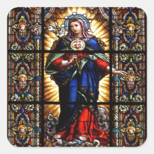 Sticker Carré Beau coeur sacré religieux de Vierge Marie