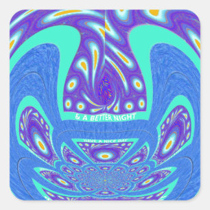 Sticker Carré Beau cyan bleu kaléidoscope vectoriel design